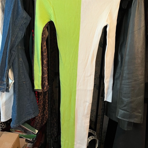 STAUD Lime and White Ribbed Cardigan - Picture 3 of 3